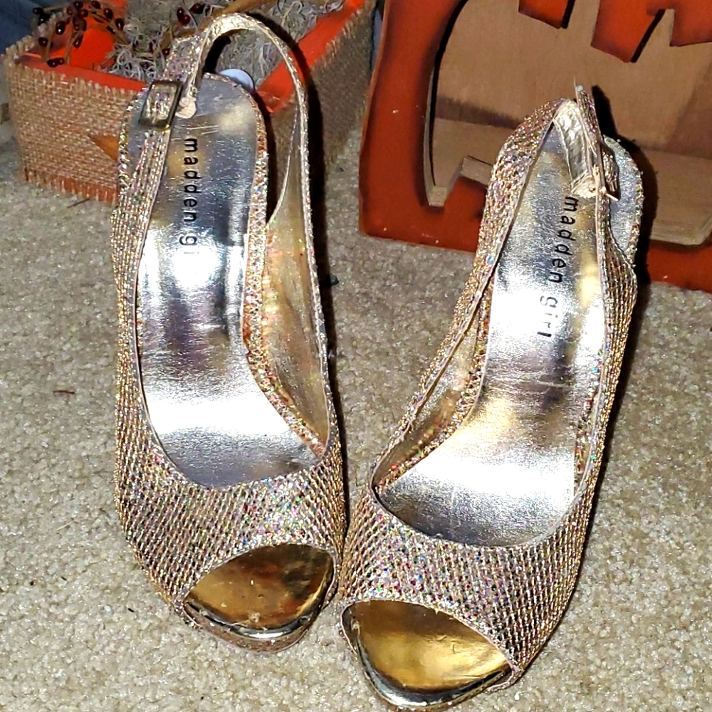 Gold Sparkly Madden Girl Heels